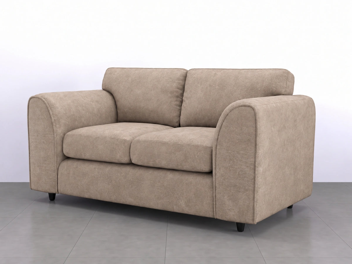 Cream Dillon full back leather sofa set with two seats, featuring plush cushions and a sleek design by Gamzo Outlet.