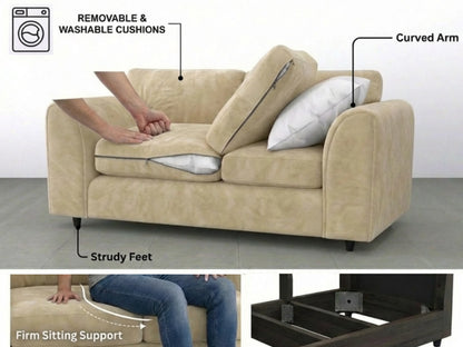 Plush Velvet Fabric Full Back Sofa Set