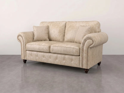 Cream leather Oakland full back 2-seater sofa by Gamzo Outlet, showing plush cushions and sleek design.