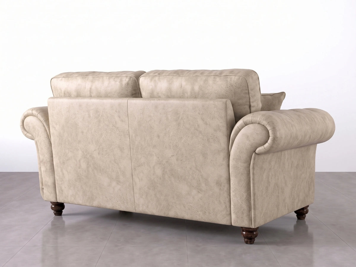 Cream leather Oakland full back 2-seater sofa by Gamzo Outlet, showcasing plush cushions and sleek design.