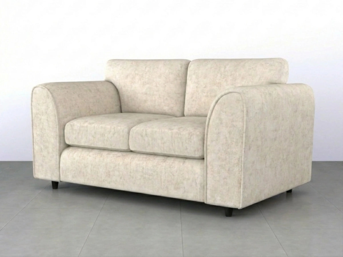 Cream Gamzo Outlet Alaska Fabric full back sofa set with two seats and plush cushions in a modern living room setting.
