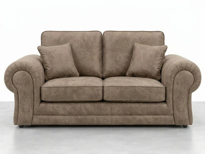 Cream leather 2-seater sofa from Gamzo Outlet's Wilcot Full Back Leather Sofa Set, showcasing plush seating and sleek design.