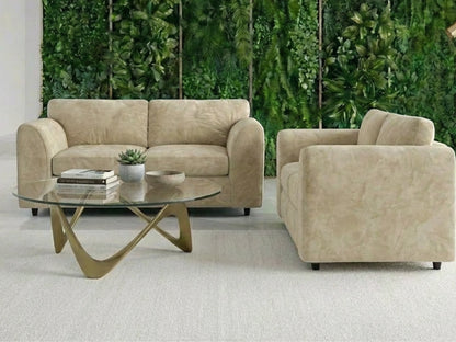 Plush Velvet Fabric Full Back Sofa Set