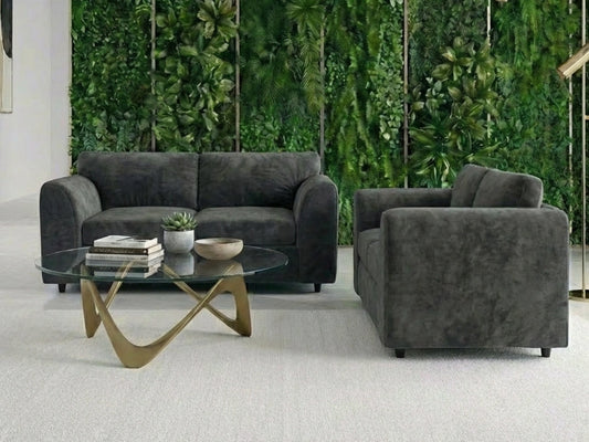 Plush Velvet Fabric 2 Seater Full Back Sofa