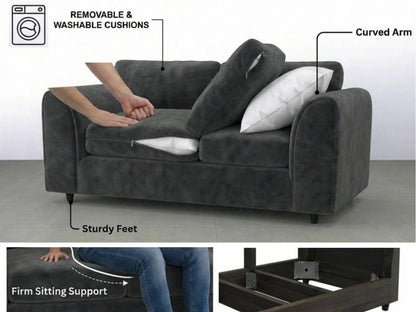 Plush Velvet Fabric Full Back Sofa Set