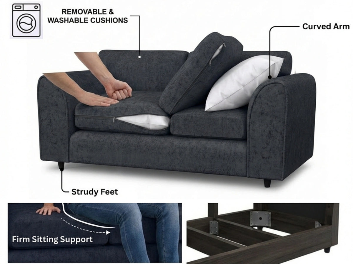 Alaska Fabric Full Back Sofa Set