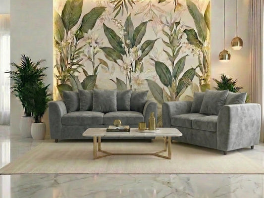 Plush Fabric 2 Seater Scatter Back Sofa