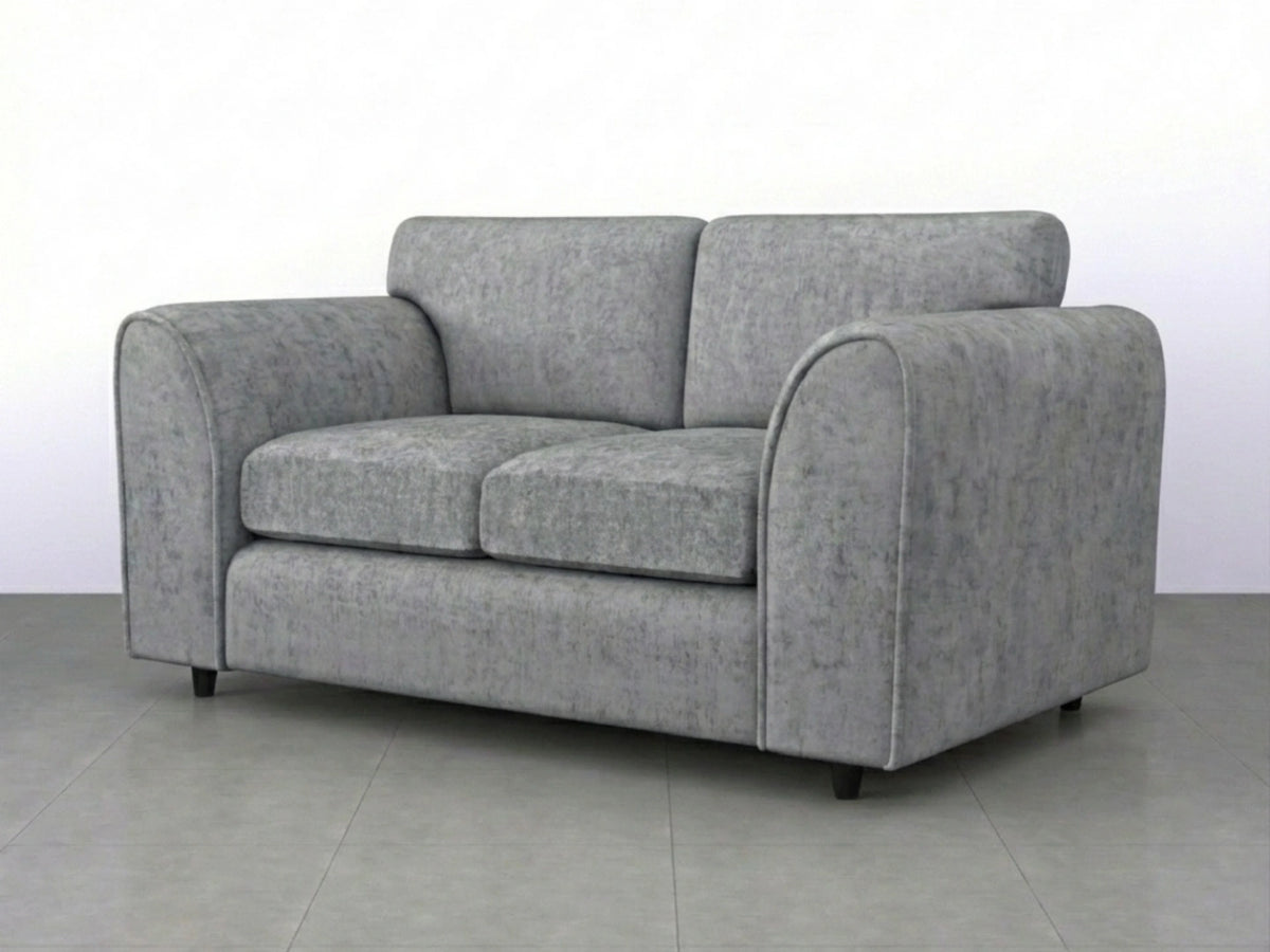 Light grey 2-seater Gamzo Outlet Alaska Fabric Full Back Sofa Set with cushioned back and armrests, modern living room furniture.