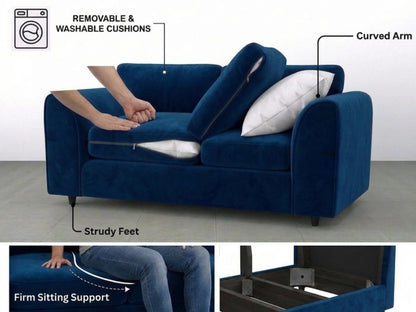 Plush Velvet Fabric Full Back Sofa Set