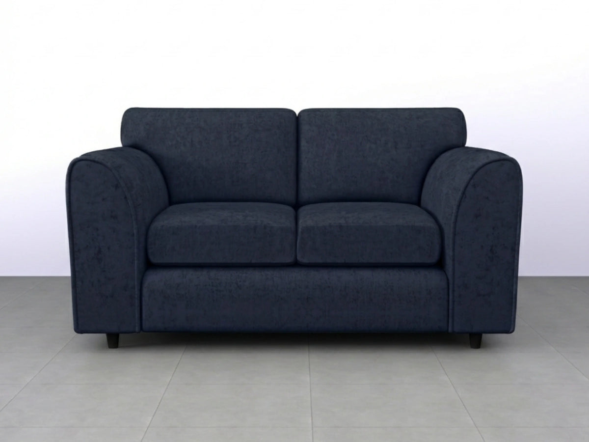 Midnight blue Gamzo Outlet Alaska Fabric full back 2-seater sofa set with plush cushions and modern design.