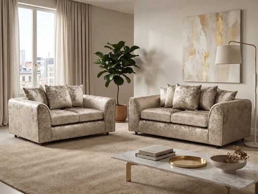 Crushed Velvet 2 Seater Scatter Back Sofa