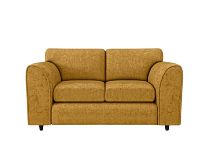 Gamzo Outlet Alaska fabric 2-seater mustard sofa with full back design, showcasing plush upholstery and modern style.