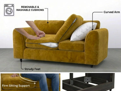 Plush Velvet Fabric Full Back Sofa Set