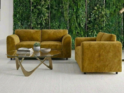 Plush Velvet Fabric Full Back Sofa Set