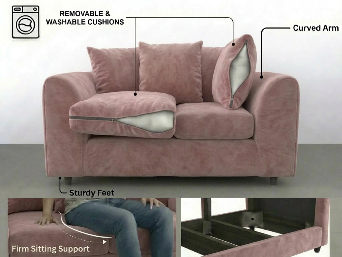 Plush Fabric Scatter Back Sofa Set