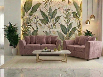 Plush Fabric Scatter Back Sofa Set