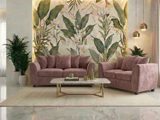 Plush Fabric 2 Seater Scatter Back Sofa