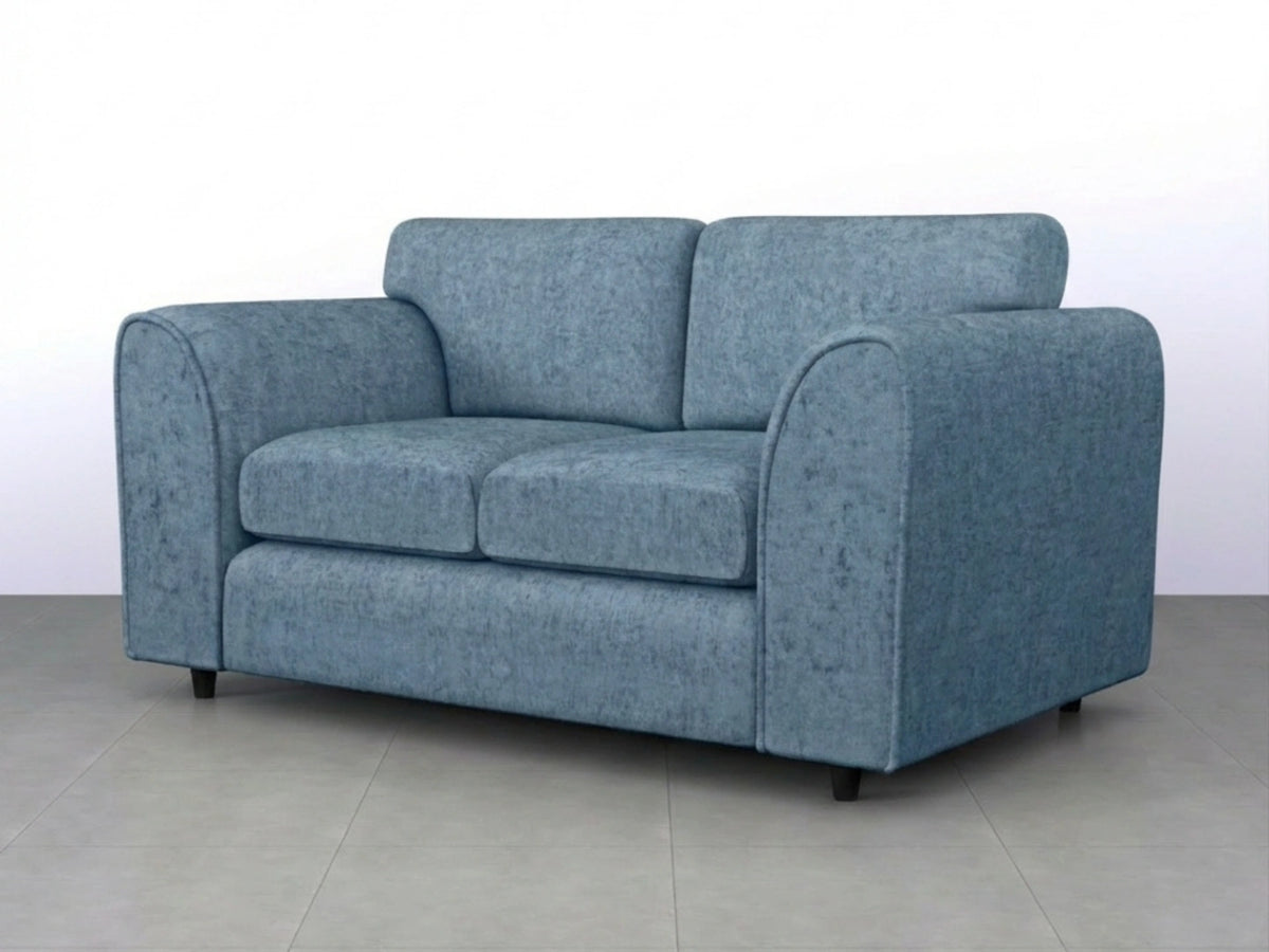 Sky blue Gamzo Outlet Alaska Fabric Full Back 2-seater sofa set showing plush cushions and modern design.