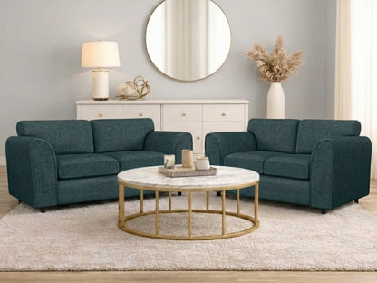 Teal fabric 2-seater sofa from Gamzo Outlet's Alaska Full Back Sofa Set, with cushioned back and armrests.