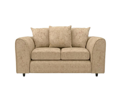 Gamzo Outlet Alaska Fabric Scatter Back Sofa Set 2-seater in beige, showcasing plush back cushions and comfortable seating.