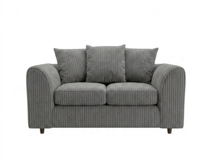 Charcoal grey Gamzo Outlet jumbo cord fabric 2-seater sofa with scatter back cushions, modern and comfortable living room furniture