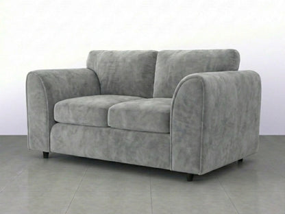 Light grey plush velvet 2-seater sofa with full back by Gamzo Outlet, showcasing soft fabric and comfortable seating.