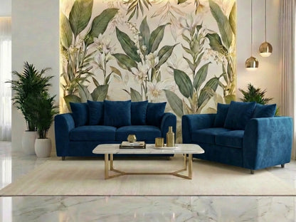 Plush Fabric Scatter Back Sofa Set