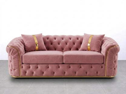 Pink Chesterfield sofa set 2-seater by Gamzo Outlet, featuring tufted upholstery and elegant rolled arms.