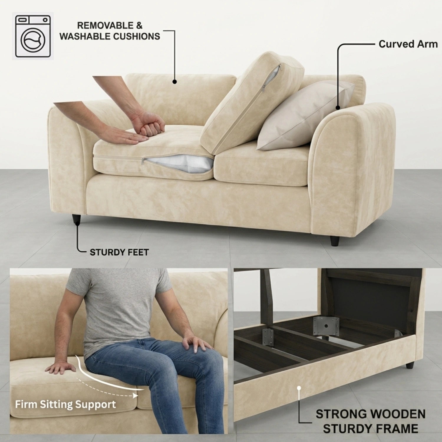 2 seater Cream