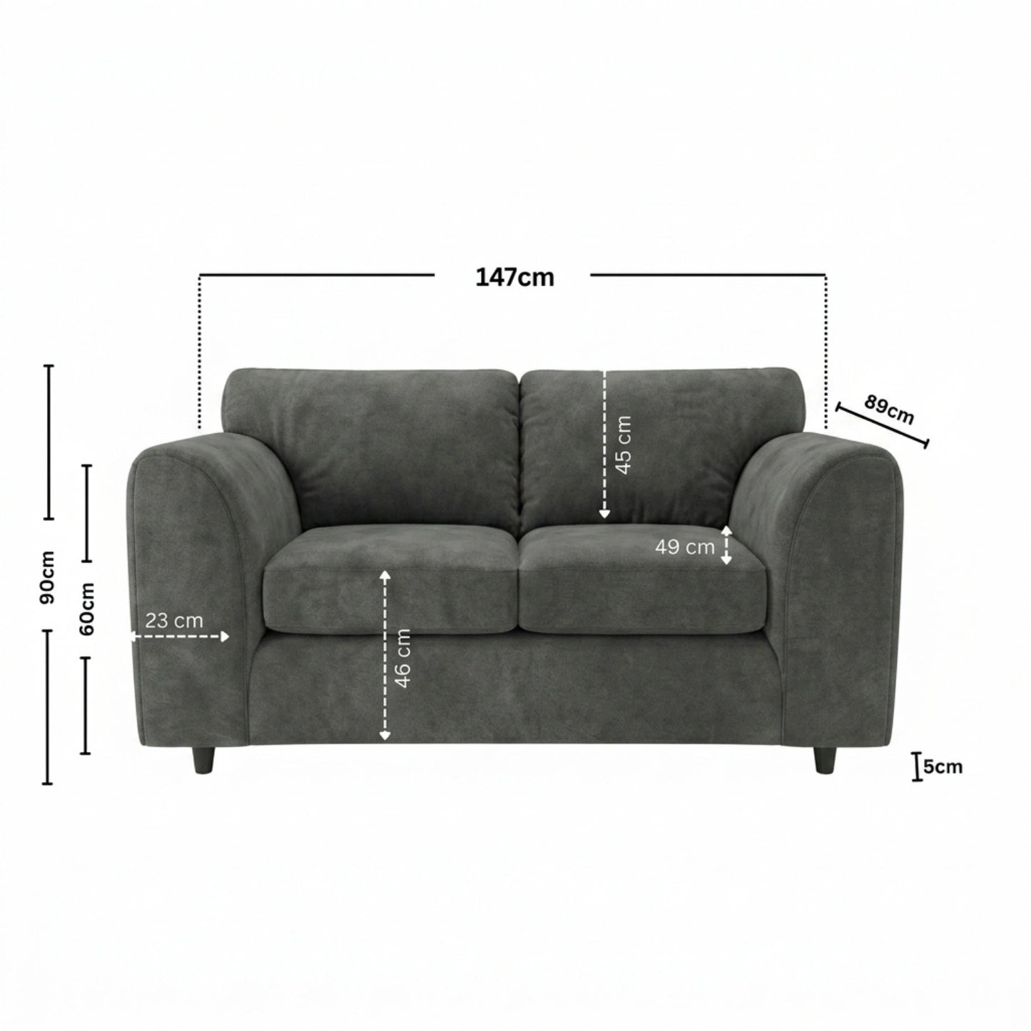 2 seater Dark Grey