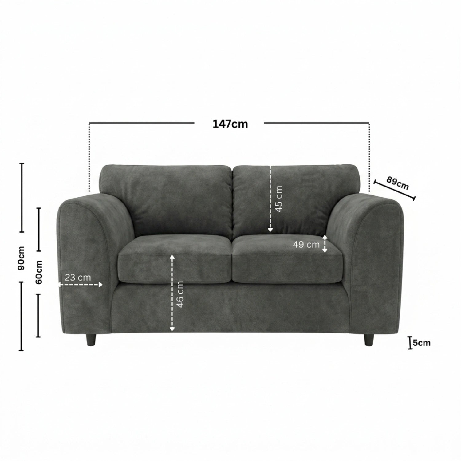 2 seater Dark Grey