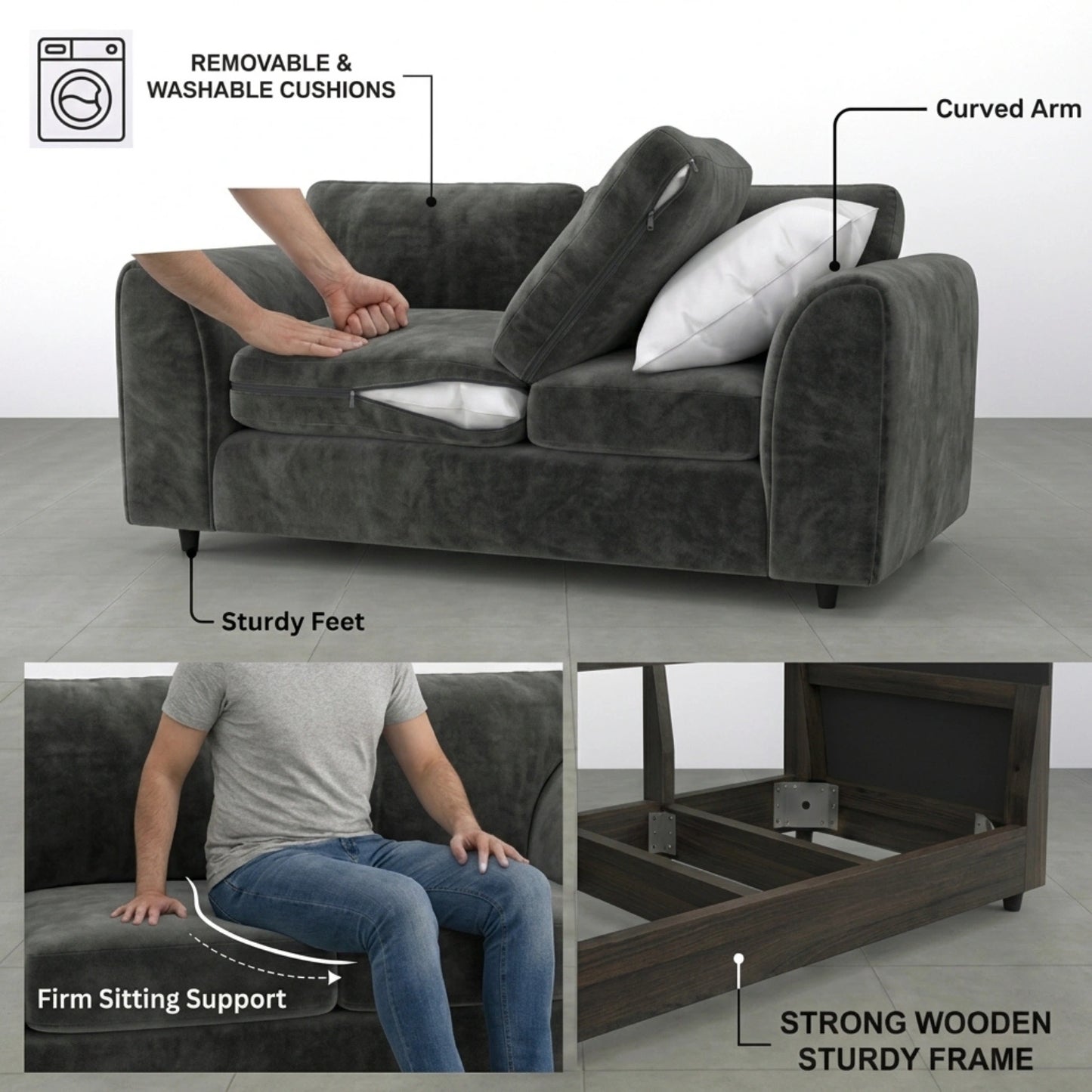 2 seater Dark Grey