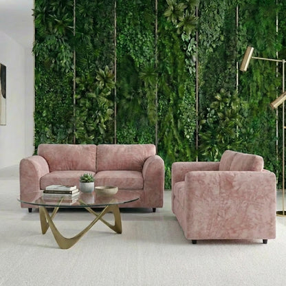 Comfortable plush fabric 2-seater corner sofa with scatterback cushions, perfect for cozy living room seating.