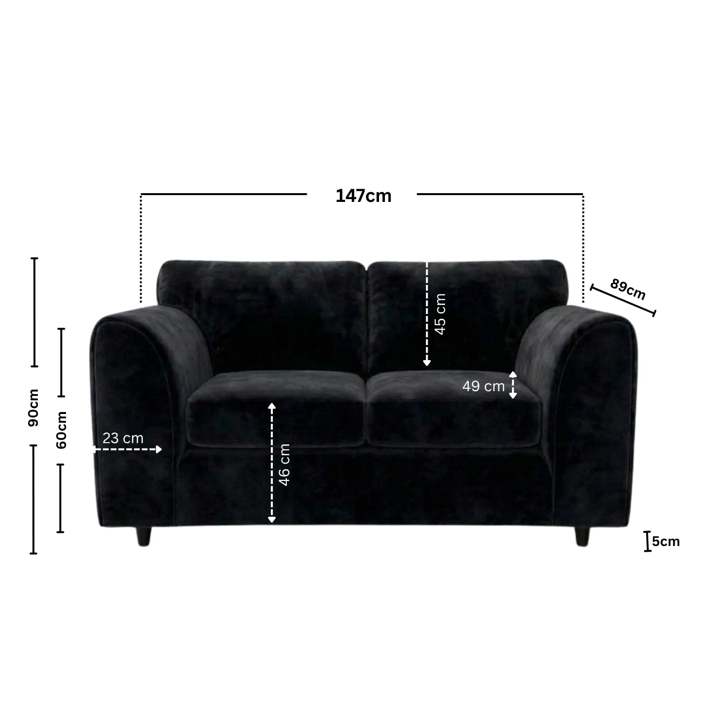 2 seater Black