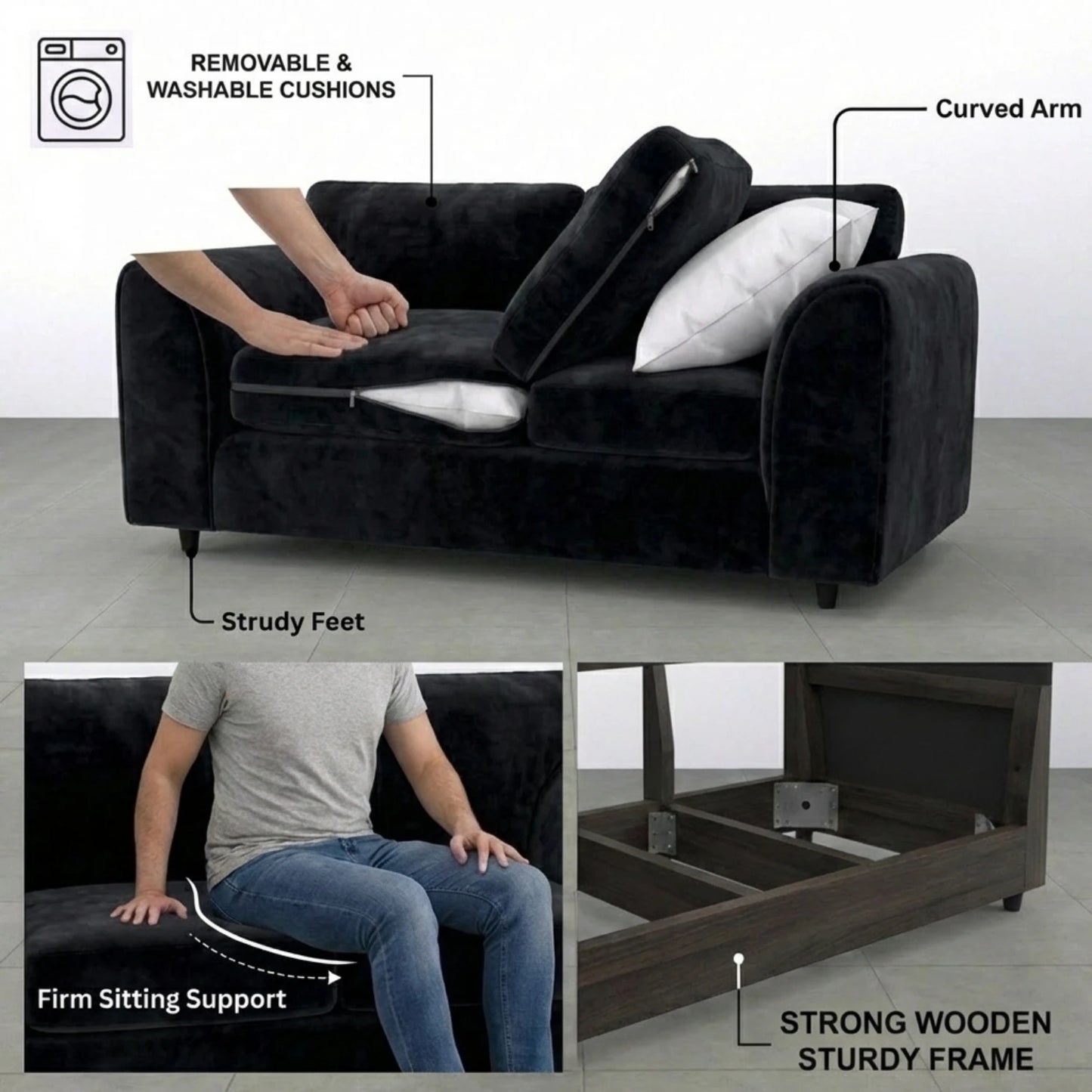2 seater Black