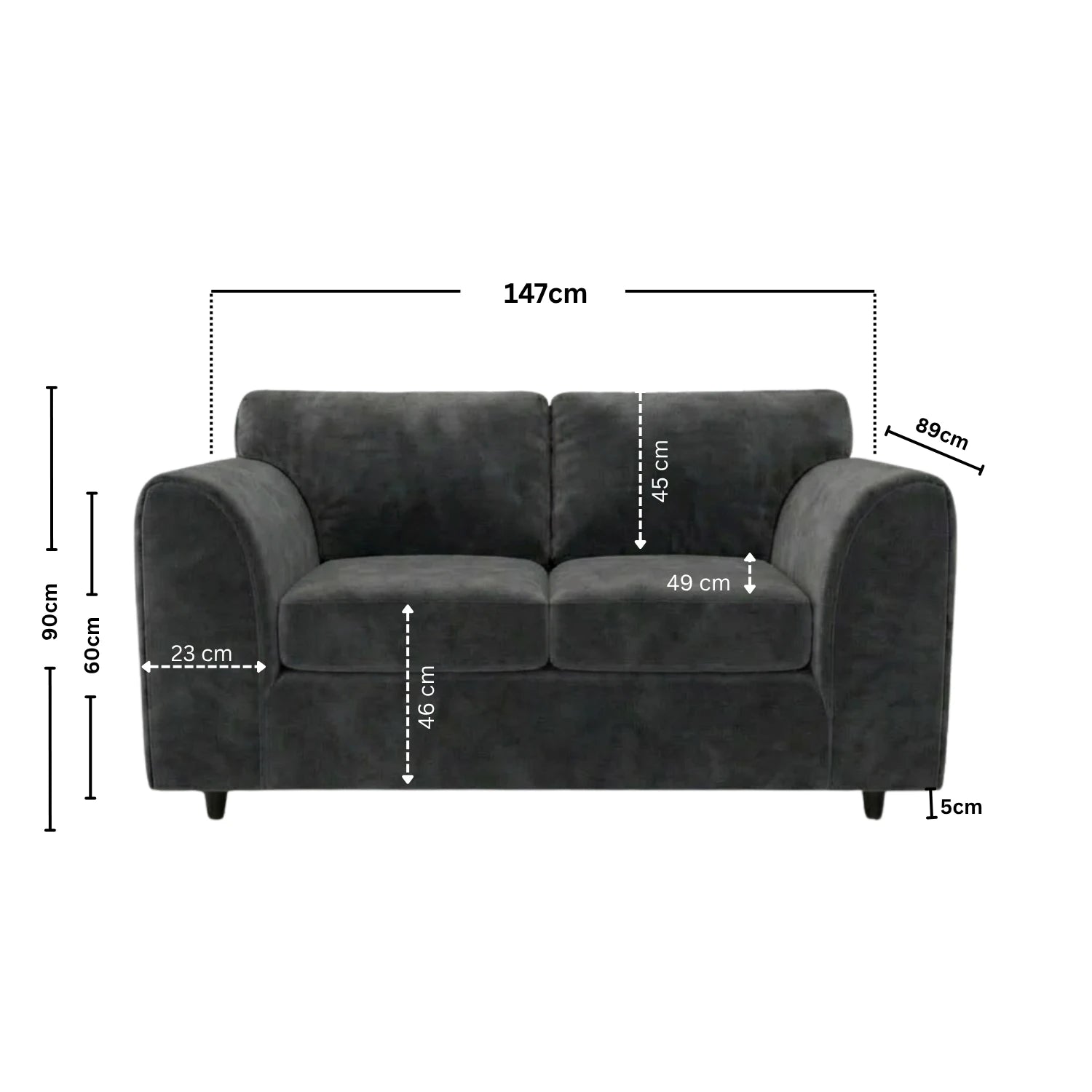 2 seater Dark Grey