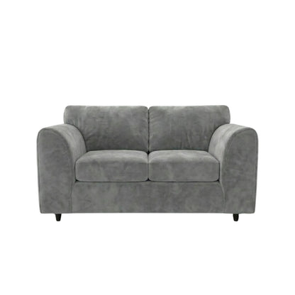 Two-seater plush velvet fabric sofa with full back from Gamzo Outlet, featuring a modern design and soft, comfortable cushions.