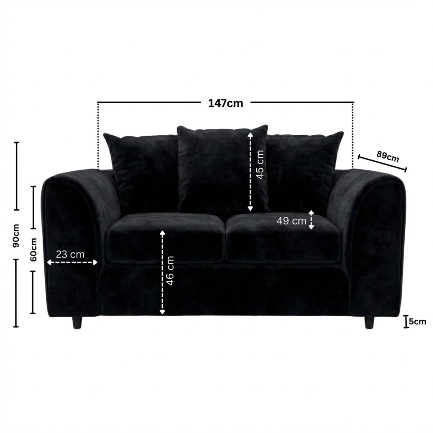 2 seater black