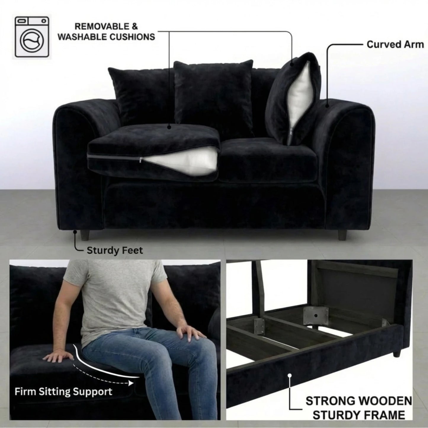 2 seater black