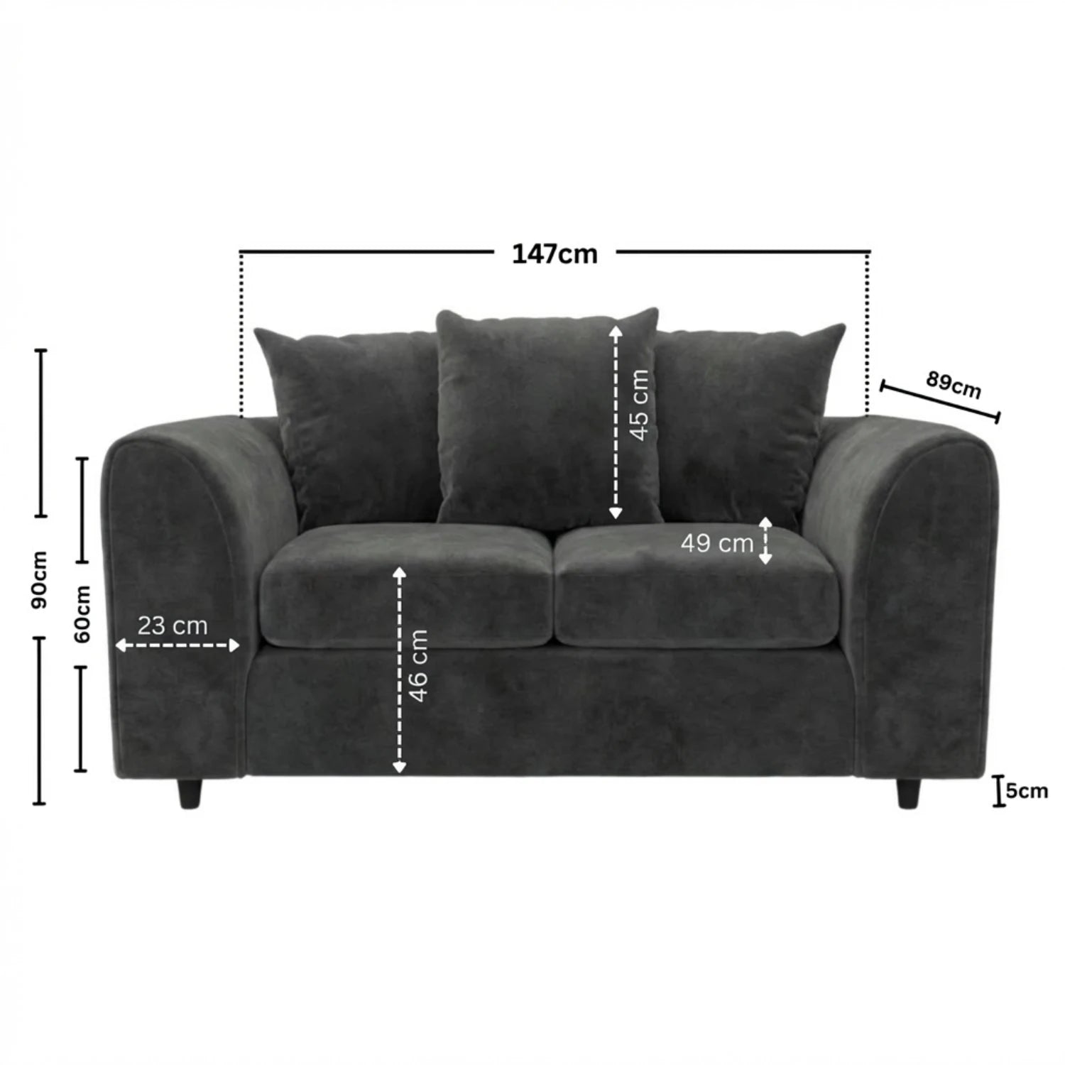 2 seater dark Grey