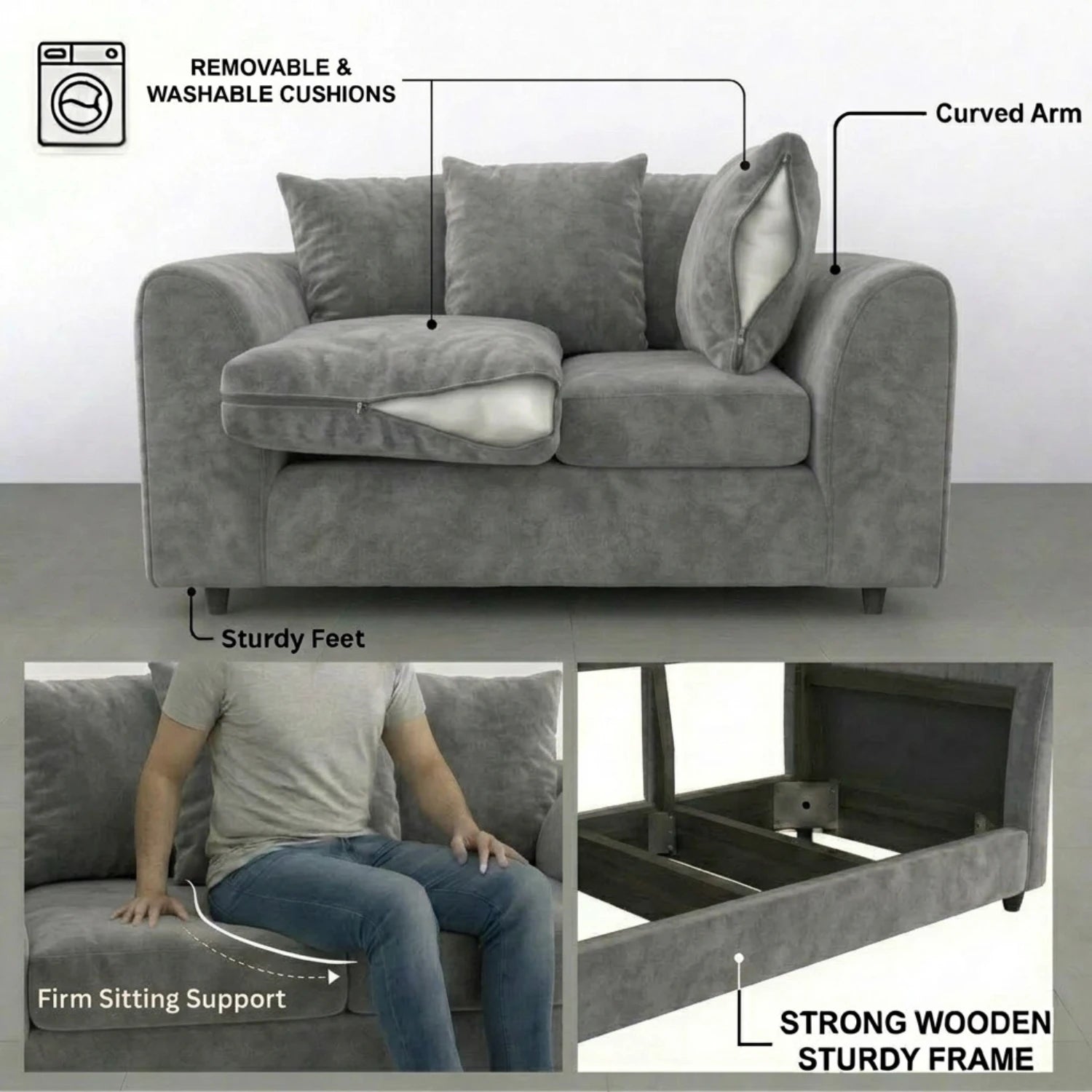 2 seater Light Grey