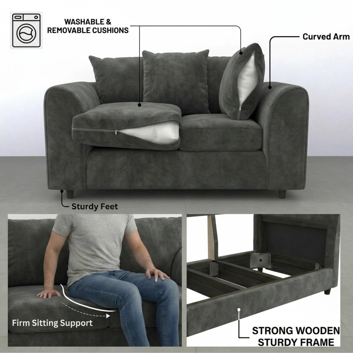 2 seater Dark Grey