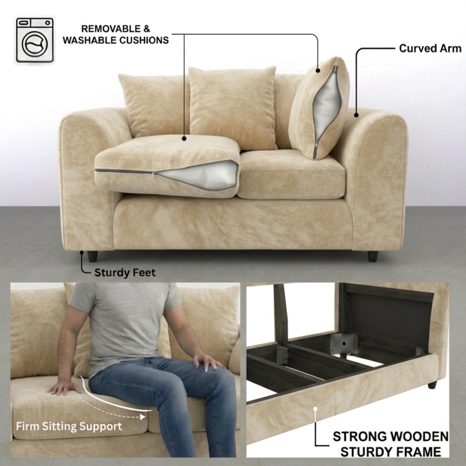2 seater Cream