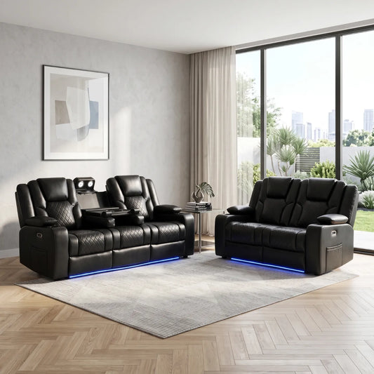 3 + 2 seater black