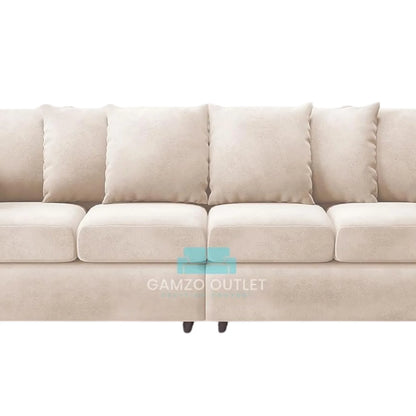 Plush Fabric 4 Seater Scatter Back Sofa