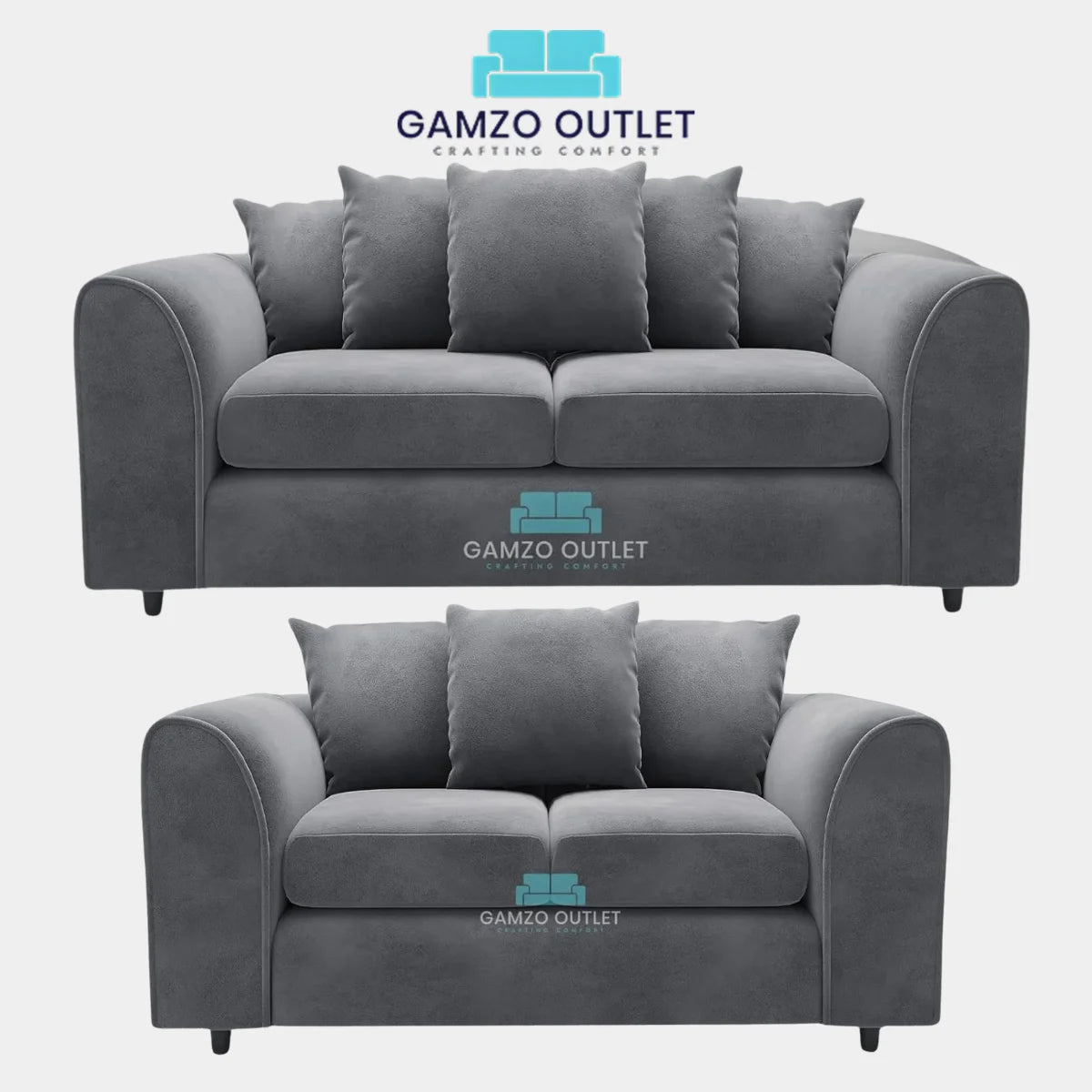 PLUSH FABRIC SCATTER BACK SOFA  SET