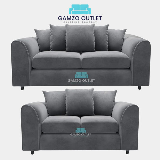 PLUSH FABRIC SCATTER BACK SOFA  SET