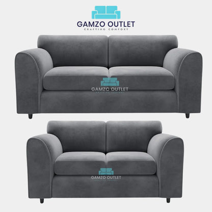 PLUSH FABRIC FULL BACK SOFA SET - Gamzo Outlet
