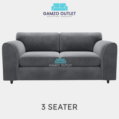 PLUSH FABRIC FULL BACK SOFA SET - Gamzo Outlet