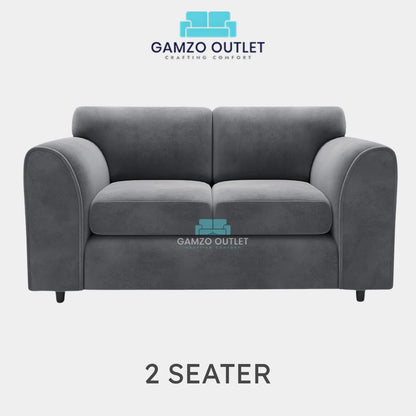 PLUSH FABRIC FULL BACK SOFA SET - Gamzo Outlet